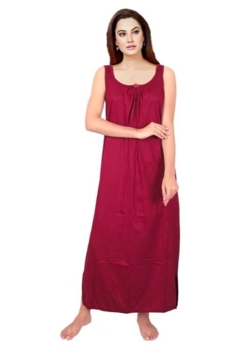 Image of Women's Sleeveless Maxi Night Dress, Spaghetti Strap Nighty, Comfortable Sleepwear Pack of 2