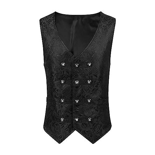 Zeiyignr Mens Victorian Suit Vest Steampunk Gothic Waistcoat Renaissance Suit Vest Formal Tuxedo Vests Medieval Dress Vest
