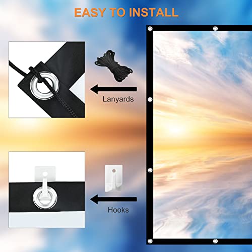 Projector Screen 120 Inch, 16:9 4K HD High Contrast Portable Movie Screen, Foldable Anti-Crease Outdoor Projector screen Support Double-Sided Projection for Home Theater, Open-Air Cinema, Camping Projector Screen 120 Inch, 16:9 4K HD High Contrast Portable Movie Screen, Foldable Anti-Crease Outdoor Projector screen Support Double-Sided Projection for Home Theater, Open-Air Cinema, Camping