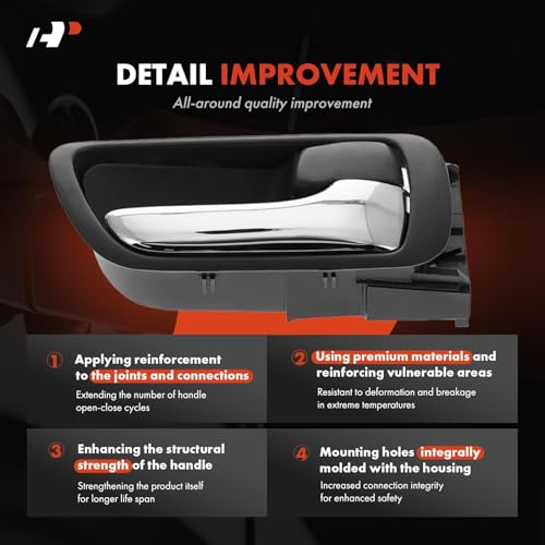 A-Premium Inside Interior Door Handles Compatible with Toyota Camry 2002 2003 2004 2005 2006, Gray Housing with Chrome Lever, 4-PC Set, Front & Rear Driver and Passenger Side by A-Premium - Image 3