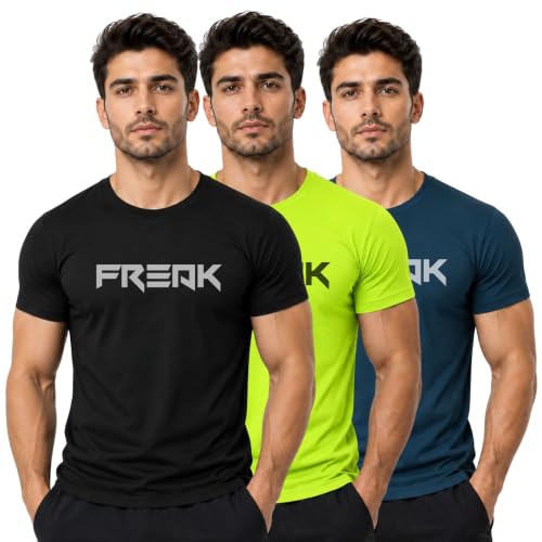 Image of 3Colours RGB Men's Gym Wear T-Shirt - Moisture-Wicking, Quick-Dry, Athletic Fit Workout Tee -Freak