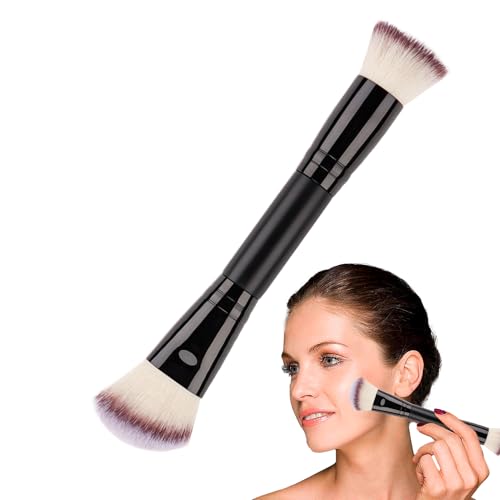 Cepillo de base - Cepillos en polvo de doble final, cepillos | Cepillos de aplicación de maquillaje de contorno angular profesional y sin costuras, crueldad gratis para rubor, resaltador y s