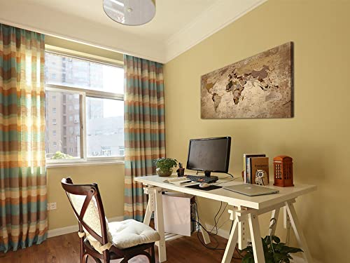 Acocifi World Map Canvas Wall Art Retro Beige Abstract Painting Vintage Old Nautical Picture Framed Artwork Prints For Living Room Bedroom Study Room Home Office Large Wall Decor 40"X20" #TOP2