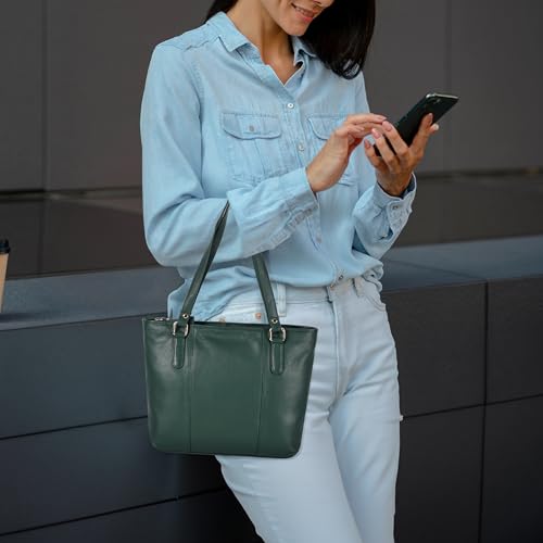 Image of Leather Purse For Women - Real Leather Tote For Women - Ladies Shoulder Handbag For Work, Travel, Casual Use