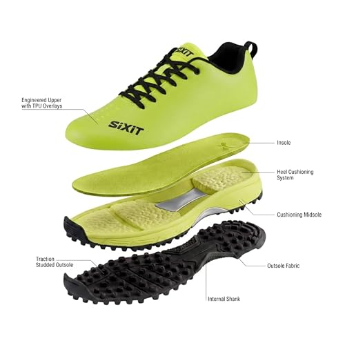 Image of SeamTech Cricket Shoes for Men, Lightweight Breathable Air Mesh, EVA Cushioning and Rubber Stud Grip