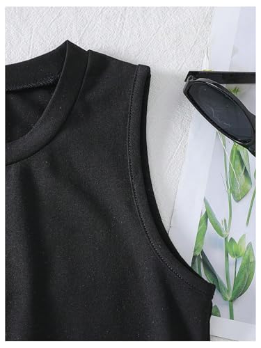 OYOANGLE Girl's Floral Print Tank Tops Sleeveless Crew Neck Slim Fitted Cute Summer Top3