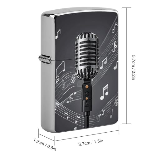 Funda para encendedor con diseño de micrófono y notas musicales miniatura 2