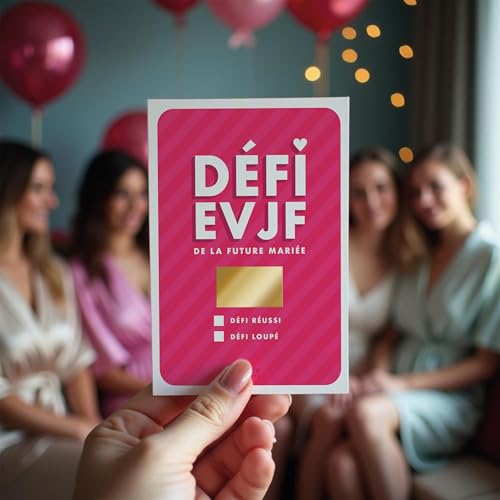 EVJF Cartes à Gratter Défis - Jeu peronnalisable pour Enterrement de Vie de Jeune Fille - Activité Drôle Future Mariée - Cadeau Photos Souvenirs Team Bride - 15 cartes + pastilles à gratter – vue 7