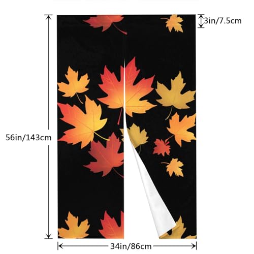 Cortina de puerta de dos cortinas con estampado flotante de hojas de arce 4