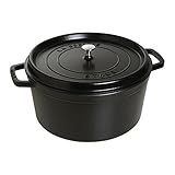 STAUB Cast Iron Round Cocotte, 13.25-quart, Black Matte