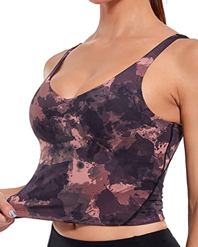 Image of Oalka Sports Bra Womens Longline Padded Crop Yoga Tank Tops