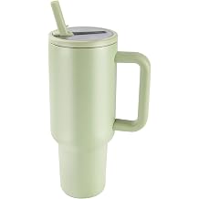 40 oz Insulated Tumbler with Handle,Flip Straw,Lid & Rubber Base Stainless Steel Water Bottle - Leak Proof Vacuum Insulated Mug BPA Free Reusable Travel Cup Gifts for Women/Men Mint Green