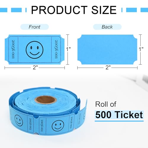 image for L LIKED 500 Raffle Tickets, Smile, Blue(6 Color Selection), Single Rol