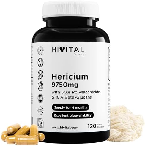 Melena de León 9750 mg. 120 cápsulas veganas para 4 meses de trat...