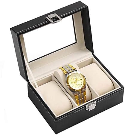 Riveryy 3 Grid PU Leather Watch Box Organiser Elegant Men's watch storage Watch Case with Removable Watch Cushion Watch Display with Velvet Lining for Watches Jewelry Display15.8*11*8cm