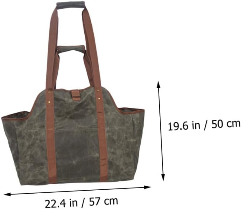 SOLUSTRE Capacity Waxed Canvas Log Carrier Firewood Storage Bag for Fire Pit Fireplace Versatile Tote with Handle Strap for