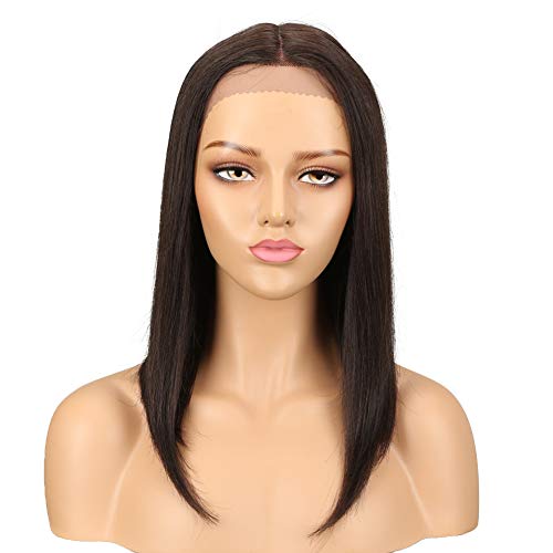 DÉBUT Lace Front Wigs Human Hair Wigs Middle Parting 10A Brazilian Virgin Remy Straight Hair 150% Density 16 inches 146g (2: Dark Brown)