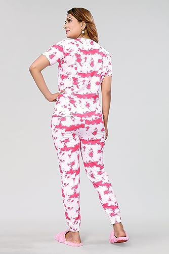 Image of VJ Fashion Women's Cotton Lycra Printed & Knitted Round Neck Night Wear Set of Top and Pazama