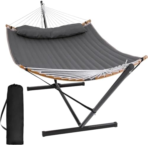 SUNCREAT Double Portable Hammock with Stand, 2 Person Hammock wit...
