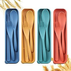 HETANSH ICON (Set of 1-Spoon/Fork/Knife) Portable Plastic Fork Spoons Knife Camping Cutlery, Eco-Friendly BPA Free Lunch Tableware Travel Picnic Silverware for Kids Adults Daily Use. (Multicolor)