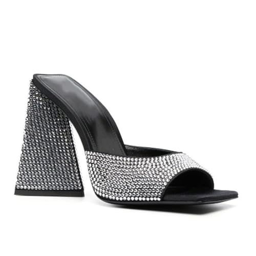 MILDSEVEN Sexy Women's High Heel Slippers with Crystal, Large Size Open Toe Casual Fashion Sandals for Banquets, Parties And Wedding