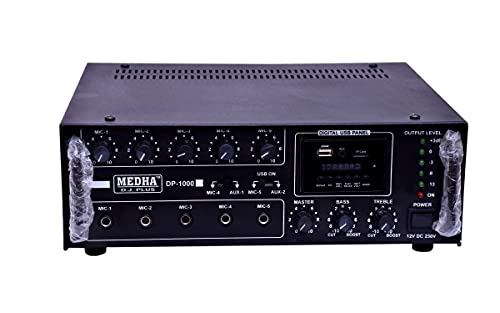 Image of MEDHA D.J. PLUS DP-1000 PROFESSIONAL POWER PA AMPLIFIER WITH 5 MICROPHONE INPUT AND 2 AUX INPUT 100 WATT RMS-NEW