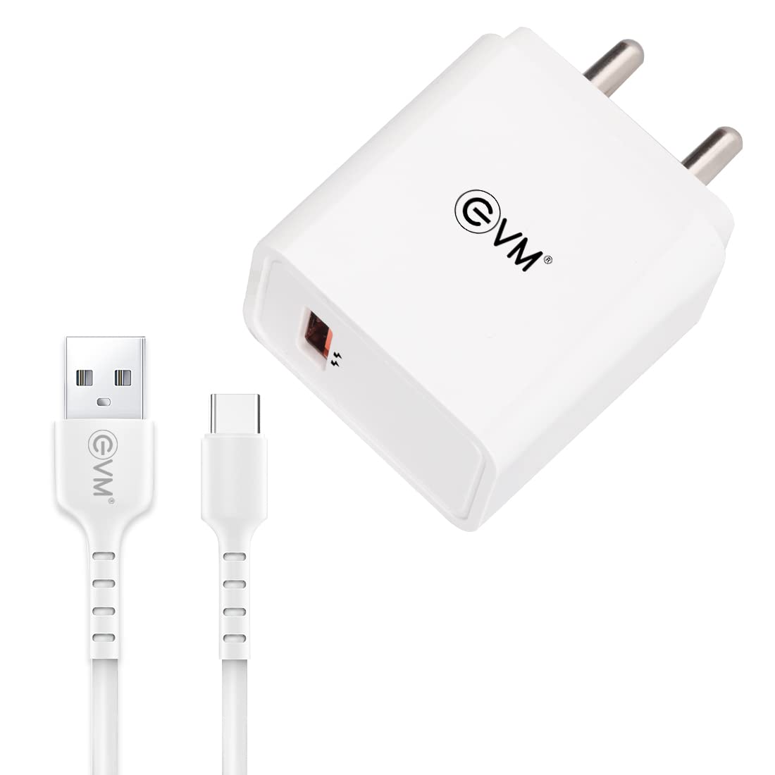 EVM EnQuick Charger with 22.5W USB 3.0 Fast Charging for Smartphone & Tablet - Over Current, Over Charge, Over Power & Short Circuit Protection - QC Charger - 1 Year Warranty (EVM-CH-06)(White)
