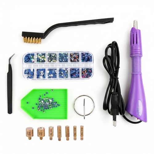 Joyan Hotfix Applikator Set Strasssteine Applikator Werkzeug mit 7 Applikatorspitzen Hot Fixed Edelstein Handwerk Applicator DIY Bedazzling Kit für DIY Kleidung Schuhe