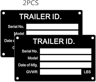 CWZ Aluminum Blank Trailer VIN ID Replacement Tag Vin Plate Serial GVWR Medical Blank Black VIN ID Plate Data TAG Serial Model Number (2)