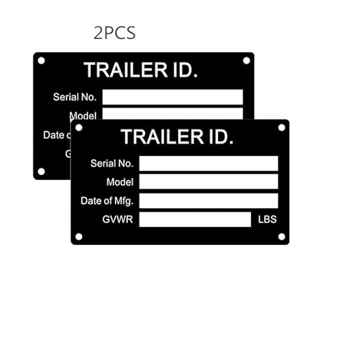 CWZ Aluminum Blank Trailer HIN ID Replacement Tag Hin Plate Serial GVWR Medical Blank Black HIN ID Plate Data TAG Serial Model Number (2)