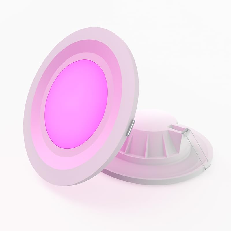 Image of elleys' Zain 6 Watt Junction Box Led Ceiling Light| Cut Out- 75 mm|BIS Certified| Pink Color Ceiling Light for Hall,Room,Office | Led Downlighter Colour (Pink) Pack of 10