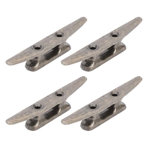 Kichvoe 4pcs Marine Rope Cleats Zinc Alloy Lightweight Flat Horn Yacht Deck Mooring Fixtures Boat Docking Accessories for Canoe Kayak Mooring