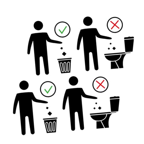 POPETPOP Adesivi Per Bagno 2 Pezzi 20x30 Cm in Pvc Autoadesivi Segnale Di Avvertimento Per Sedili Del Water Cartelli Per Servizi Igienici Decorazione Parete Per Wc e Lavanderia