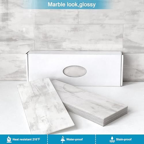 Image of BeNice Peel and Stick Backsplash for Kitchen Tile,Peel and Stick Tiles for Walls Tile Stickers Waterproof Marble Tile Backsplash 3.85 inchx11.73 inch(16Tiles) Rustic Gray