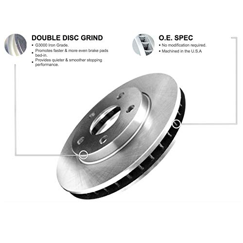 R1 Concepts Front Brakes And Rotors Kit |Front Brake Pads| Brake Rotors And Pads| Ceramic Brake Pads And Rotors |Hardware Kit |Fits 2014-2015 Mitsubishi Mirage #TOP5