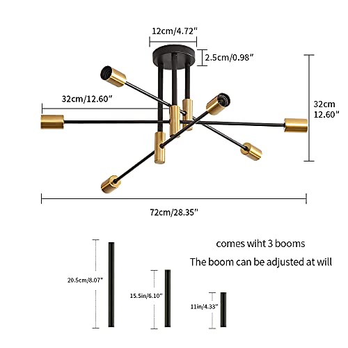 DAXGD E27 Industriële kroonluchter lamp, zwart retro kroonluchter lampen voor slaapkamer woonkamer lamp, gloeilamp niet… - Afbeelding 6