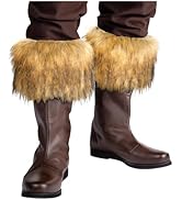 Joukavor Viking Fur Boot Cuffs Medieval Faux Fur Boot Toppers for Women Men Halloween