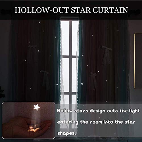 Image of Yancorp Curtains for Girls Bedroom Kids Room Curtain Colorful Window Nursery Curtain 63 inches Length Room Darkening Grommet 2 Layers (Baby Pink Blue, W34 X L63)