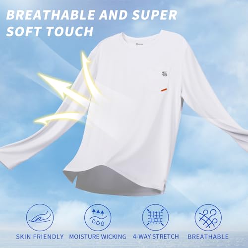 Men's Rash Guard Shirts UPF 50+ Moisture Wicking Long Sleeve Chest Pocket Quick Dry Lightweight4