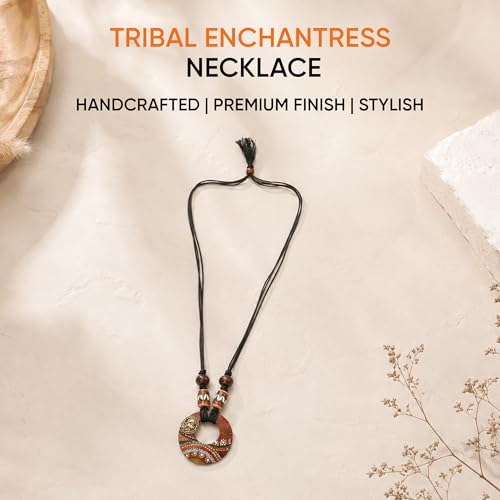 Image of AAKRITI ART CREATIONS Boho & Tribal Handcrafted Necklace Collection | Jute, Wooden & Brass Pendant Designs | Ethnic Collar, Loop & Statement Jewelry for Women | Artisan Festival & Everyday Wear