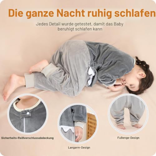 HAHASHOW Baby Schlafsack mit Füßen Schlafsack mit Beinen 5-6 Jahre Hai – Ansicht 5