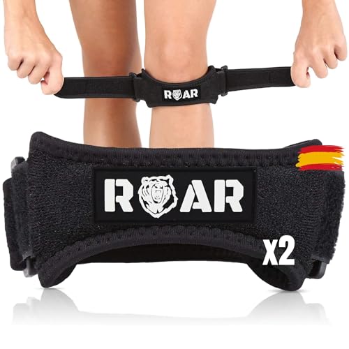 Roar® Pack 2x Rodillera Cinta Rotuliana, Rodillera Menisco, Cincha Rotuliana, Rodilleras Menisco y Ligamento, Rodillera Neopreno, Rodillera para Menisco, Rodilleras Condromalacia Rotuliana