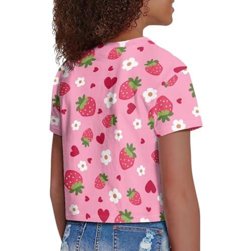 Image of Kids Crop Top Short Sleeve T-Shirts for Girls Size 5-14