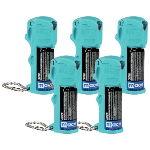 Kuros! by Mace Tear Gas Enhanced Pepper Sprays - Ideal for Self Defense, 5 Pack, Teal Cover