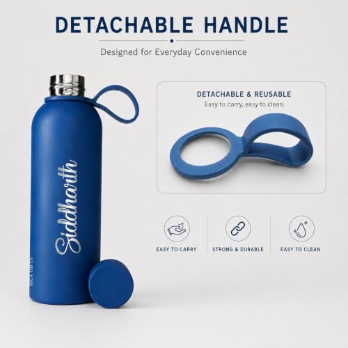 Image of AICA Personalized Name Stainless Steel Water Bottle - 500ml | For Men & Women Girl & Boy | Gifts for Men & Women Girl & Boy| Secret Santa Gifts for Office Staff Man Woman (Royalblue)