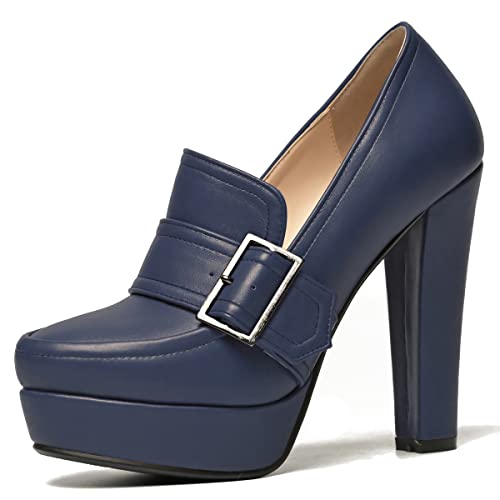 Image of SHODENSE Women Vintage Chunky Platform Loafers Pumps Tassel Round Closed Toe Slip On Suede Block High Heel Dress Loafer Shoes Buckle Strap Oxford Loafers Fringe Pump Dressy Chic Sexy Y2k 4-11 M US