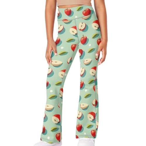 Apple Flared Yoga Pants Casual Bootcut High Waist Leggings Lightweight Long Sweatpants for Girls 5-14Y4