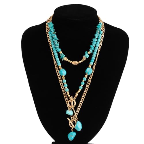 Western Necklaces for Women Country Concert Outfits Boho Turquoise Necklace Cowgirl Cowboy Layered Necklace Bohemian Vintage Country Accessorie 7