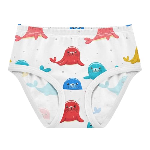 Cute Colorful Cartoon Seals White Toddler Girls Underwear 2t Cotton Panties for Girl Print Kids Undies Briefs