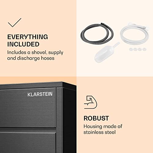 Klarstein Eiswürfelmaschine für Bars Camping Gastro, Schnelle Eiswürfelmaschine mit LED Display & R600a Kühlmittel, 145W Profi Eiswürfelbereiter mit Eisschaufel & 3,5kg Eiswürfelbehälter, 20 kg/24h – Bild 6